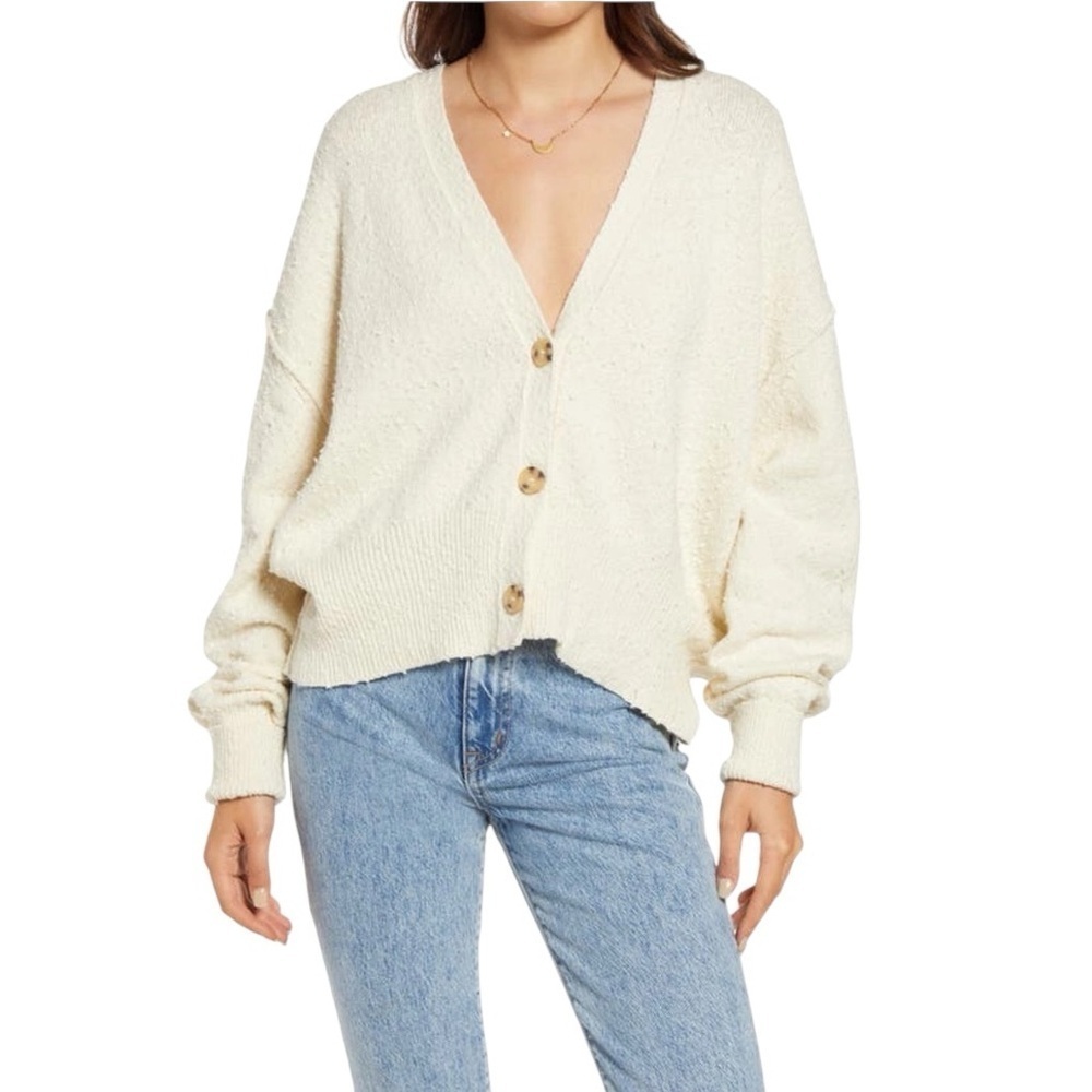 Free People Found My Friend Textured Cardigan Sweater in Camel Size L #1701 - Picture 1 of 7